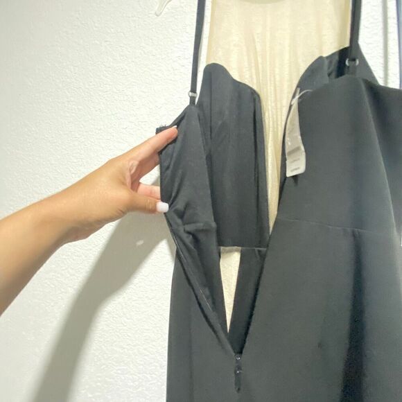 NWT Bebe Womens Lace Inset Maxi Gown Dress Black Small Long Slit Sleeveless - Picture 5 of 12